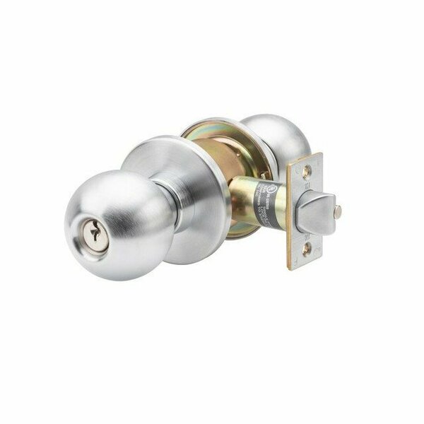 Trans Atlantic Co. Heavy Duty Stainless Steel Grade 1 Commercial Cylindrical Classroom Door Knob with Lock DL-HVB70-US32D